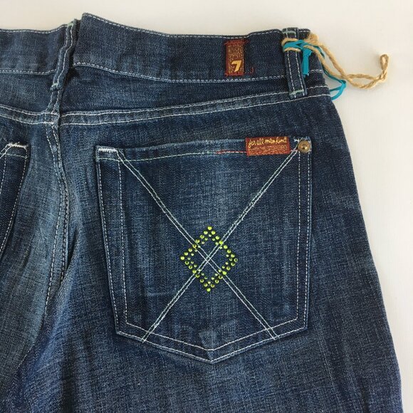 7 For All Mankind Dojo X Pocket Crystals Flare Jeans 29 - Picture 8 of 11